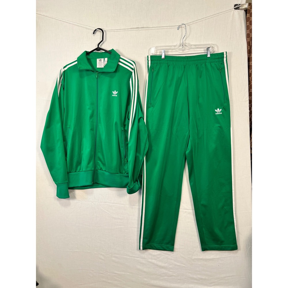 Adidas Originals Green White Firebird Tracksuit Set Jacket Pants Mens Large